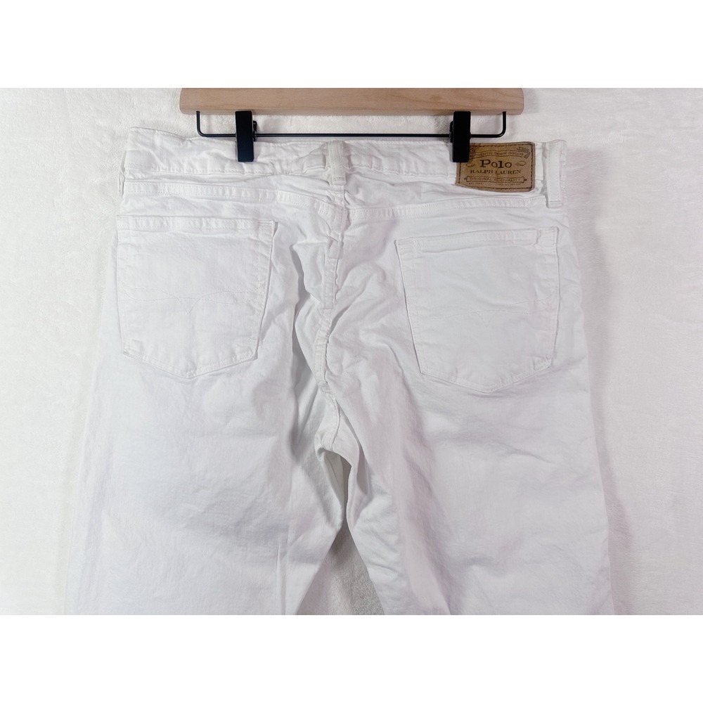 Polo Ralph Lauren Varick Slim Straight White Denim Jeans Mens 34/34 Slim Fit - Picture 15 of 16